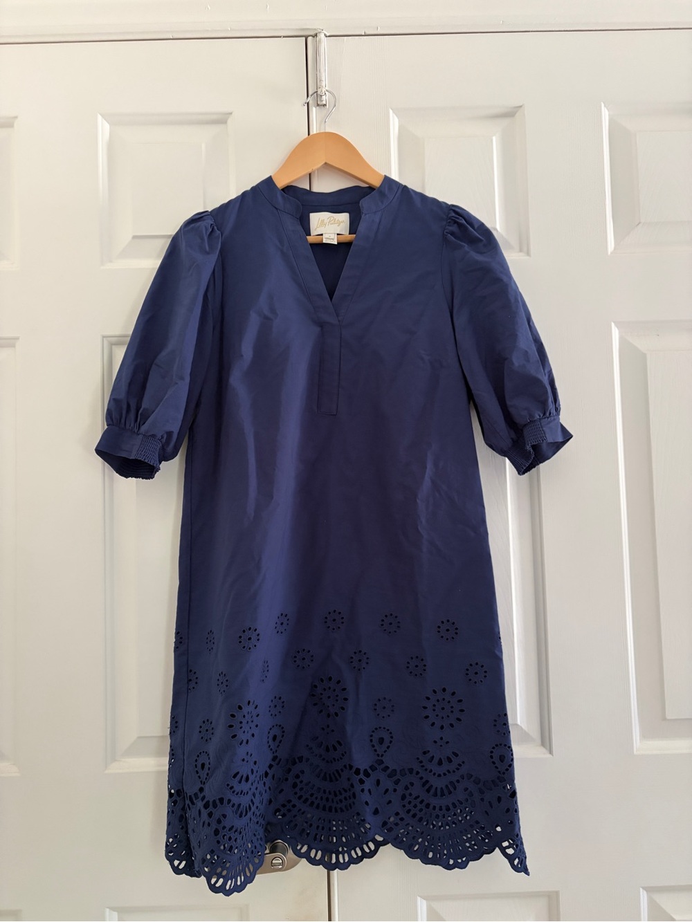 Lilly Pulitzer Navy Eyelet Hem Midi Dress